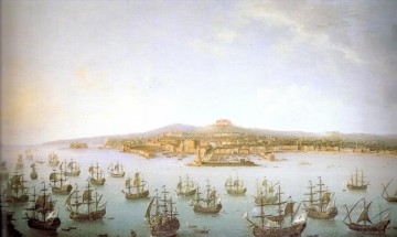Landscapes Painting - Partenza di Carlo di Borbone war ships